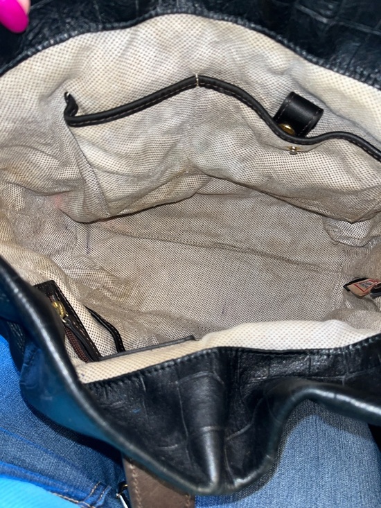 EUC Authentic Dooney&Bourke Belvedere Croc Embossed Leather Hobo Handbag & Pouch - Picture 6 of 9